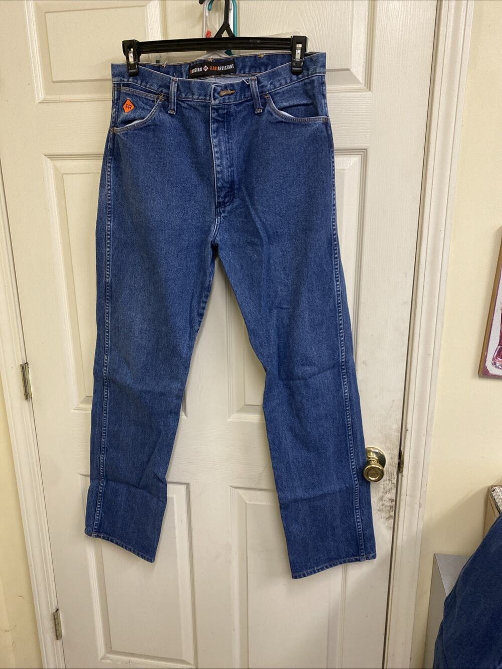 Wrangler FR 13MWZ Flame Resistant Jeans Mens 35x36 Workwear Welder Denim Blue